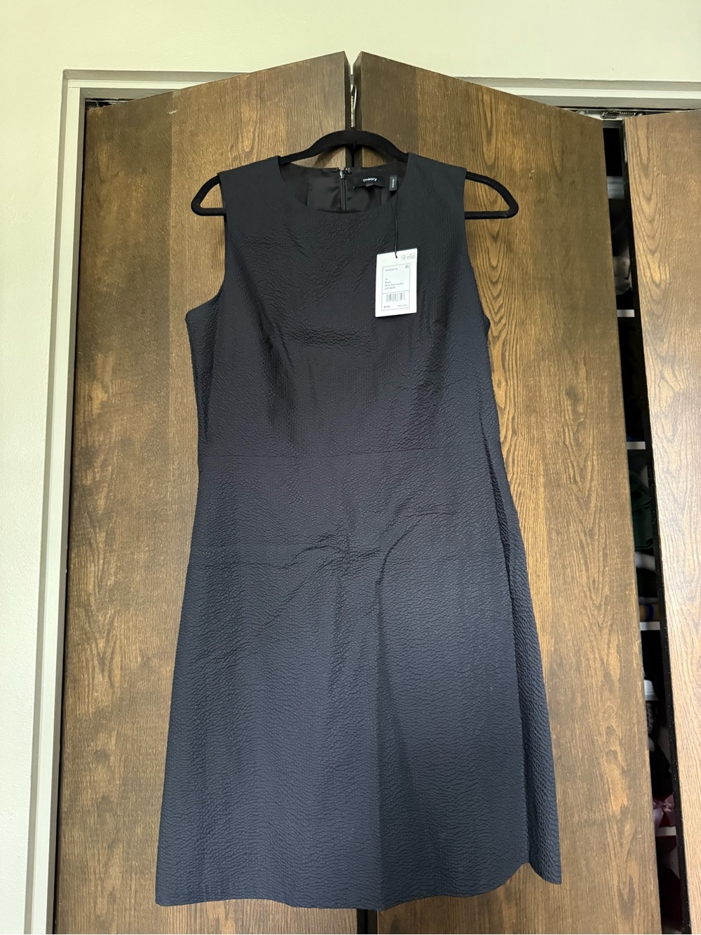 Theory Black Mod Seersucker Dress size 10